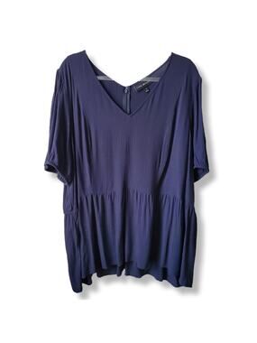 Lane Bryant Women Peplum Top Blouse 22 Ruffle Classic Career Minimalist Modern